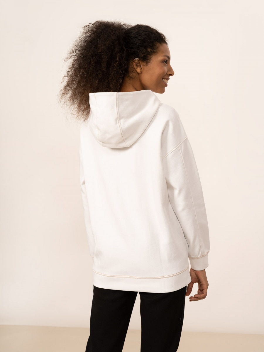OUTHORN Bluza oversize z kapturem damska - biała Biały 3
