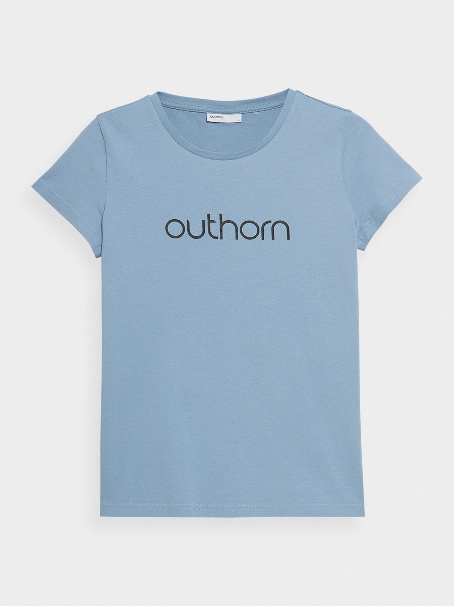 OUTHORN T-shirt z nadrukiem damski - niebieski Niebieski 5