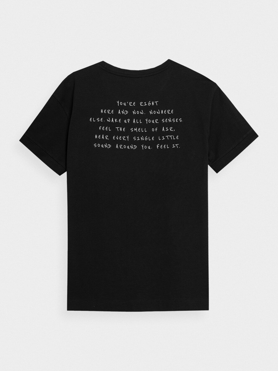 OUTHORN T-shirt z nadrukiem męski - czarny Głęboka czerń 6