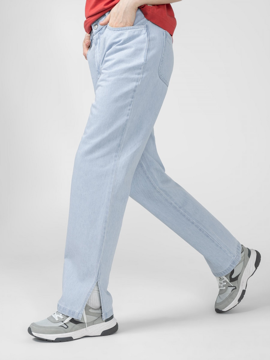 OUTHORN Jeansy z prostymi nogawkami damskie - niebieskie Jasny niebieski 2