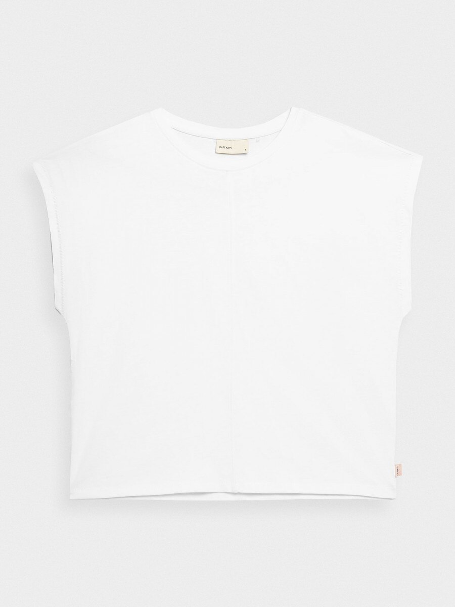 OUTHORN T-shirt gładki damski - biały Biały 5