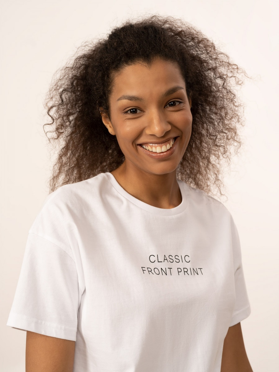 OUTHORN T-shirt oversize z nadrukiem damski - biały Biały 2