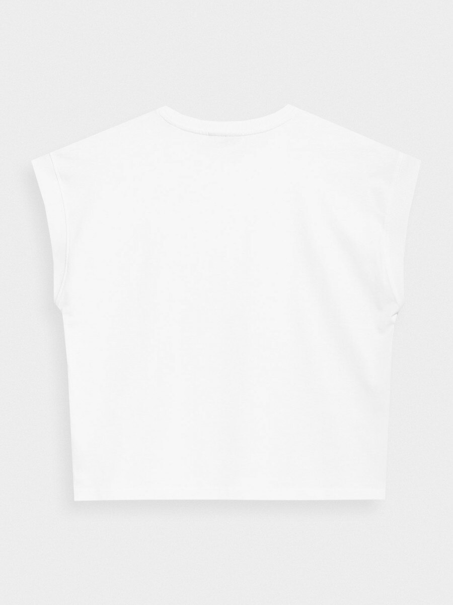 OUTHORN T-shirt oversize gładki damski - biały Biały 8