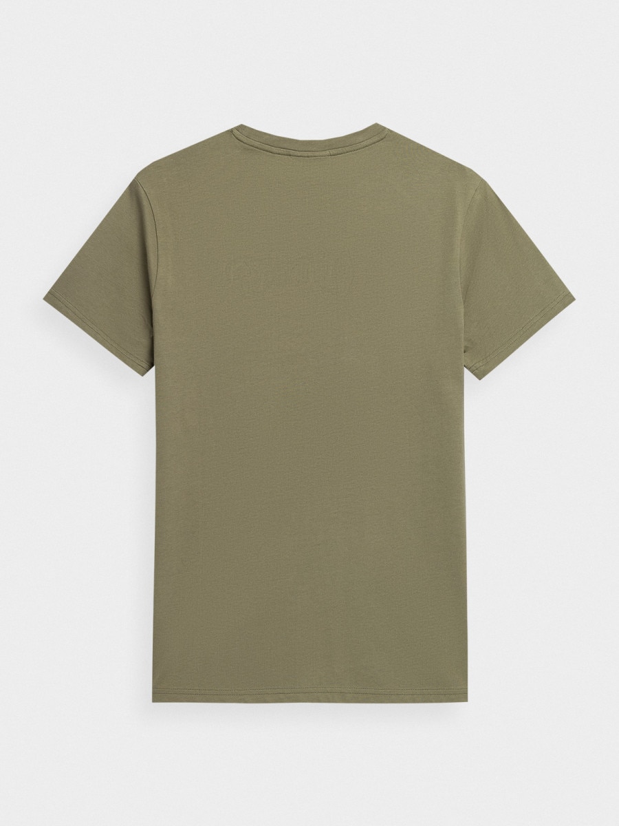 OUTHORN T-shirt z nadrukiem męski - oliwkowy/khaki Khaki 7