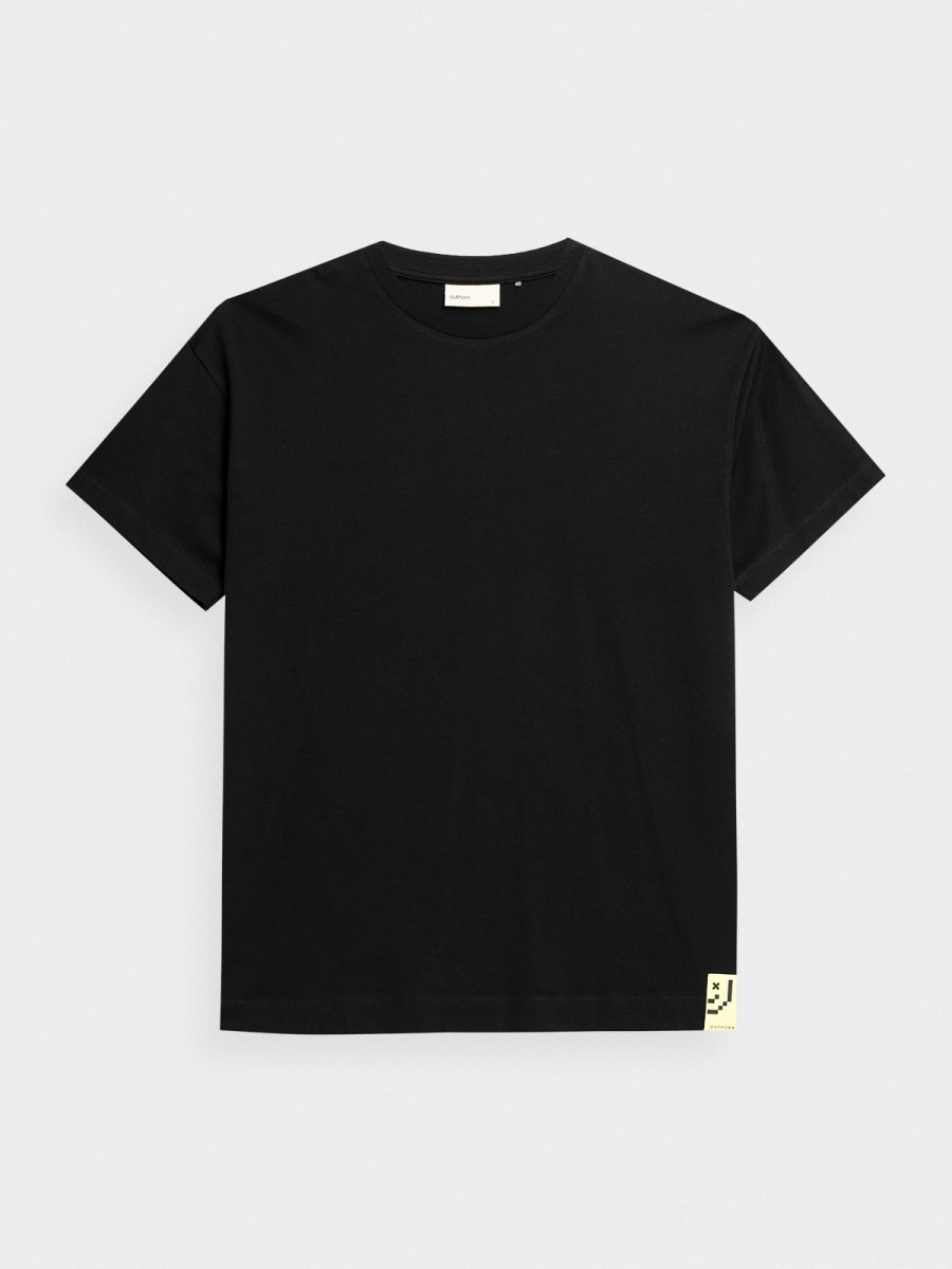 OUTHORN T-shirt oversize z nadrukiem męski - czarny Głęboka czerń 5