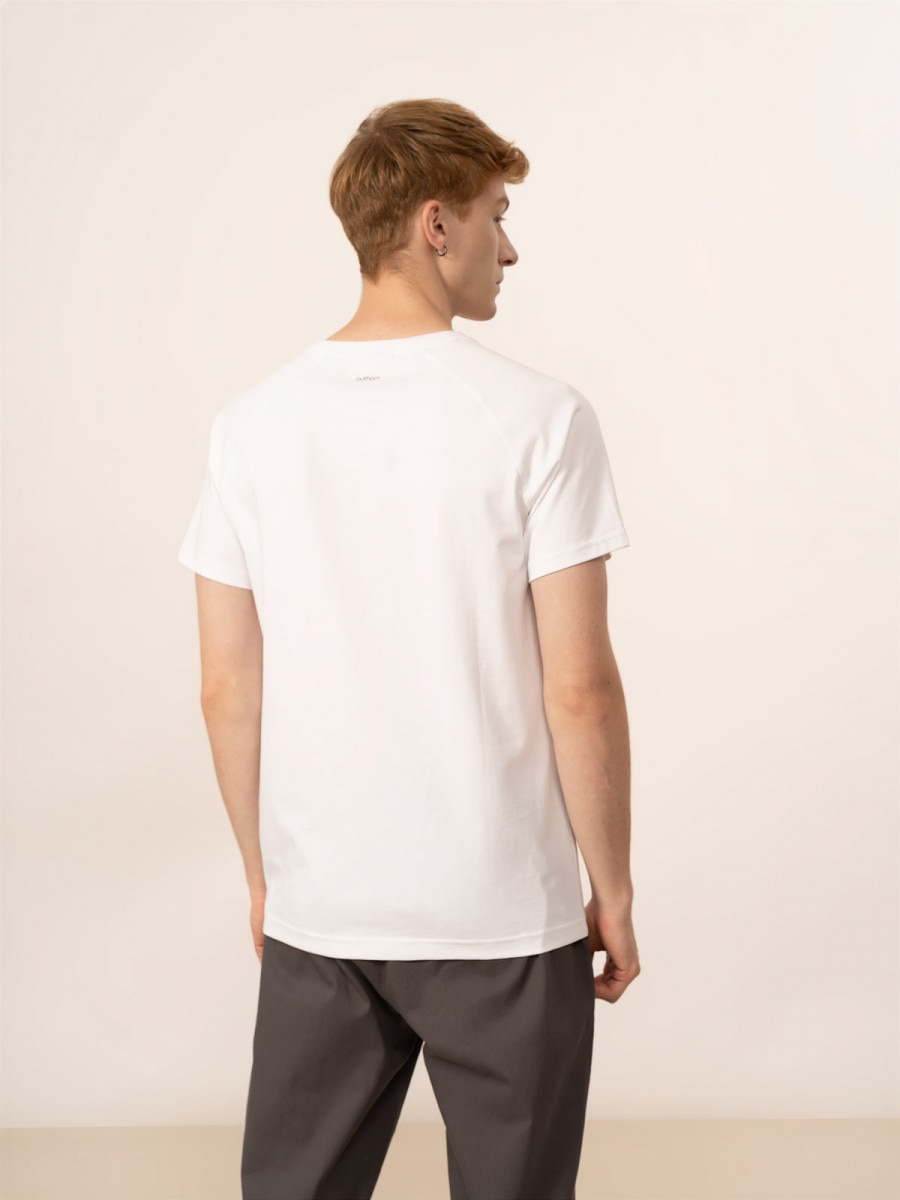OUTHORN T-shirt z nadrukiem męski - biały Biały 4