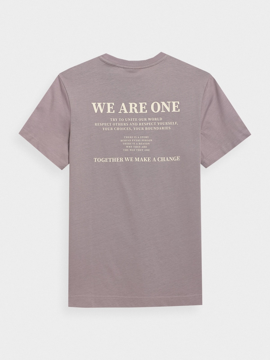 OUTHORN T-shirt z nadrukiem męski - fioletowy Fiolet 5