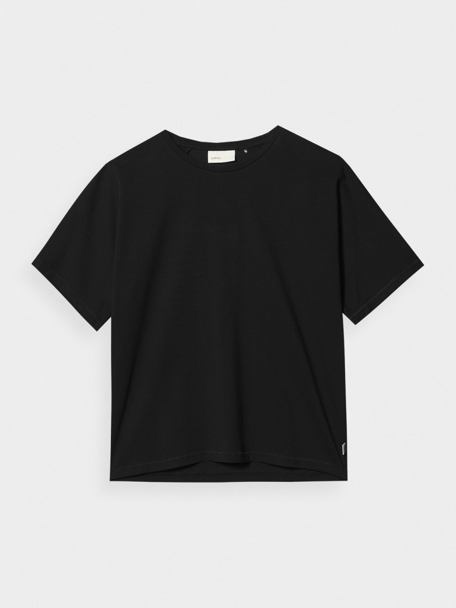 OUTHORN T-shirt gładki damski - czarny Głęboka czerń 4