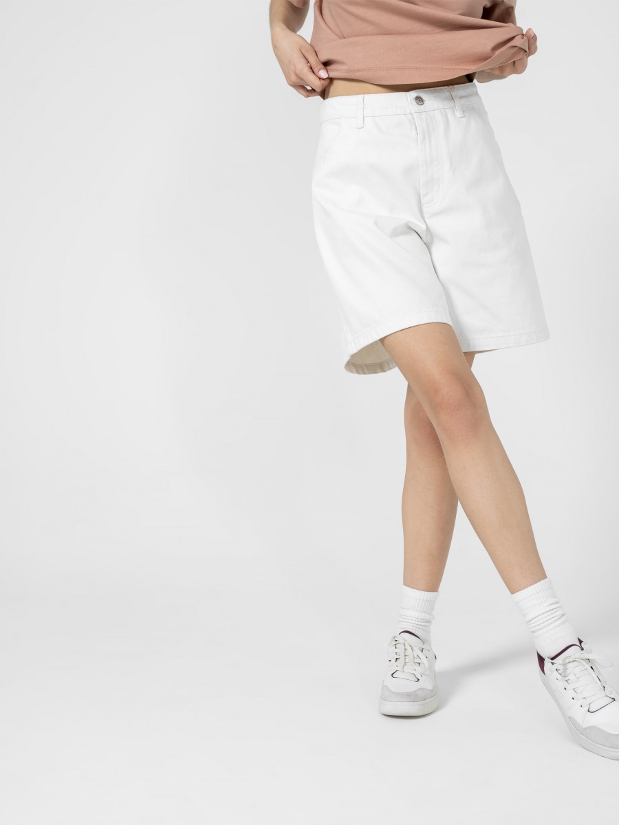 OUTHORN Spodenki jeansowe damskie - białe Biały 2