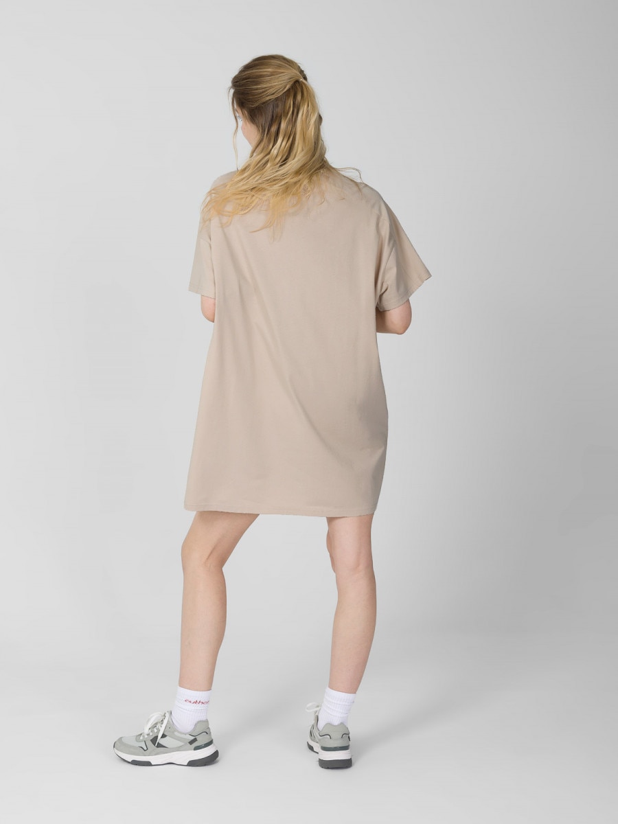 OUTHORN Sukienka t-shirtowa mini - beżowa Beż 4