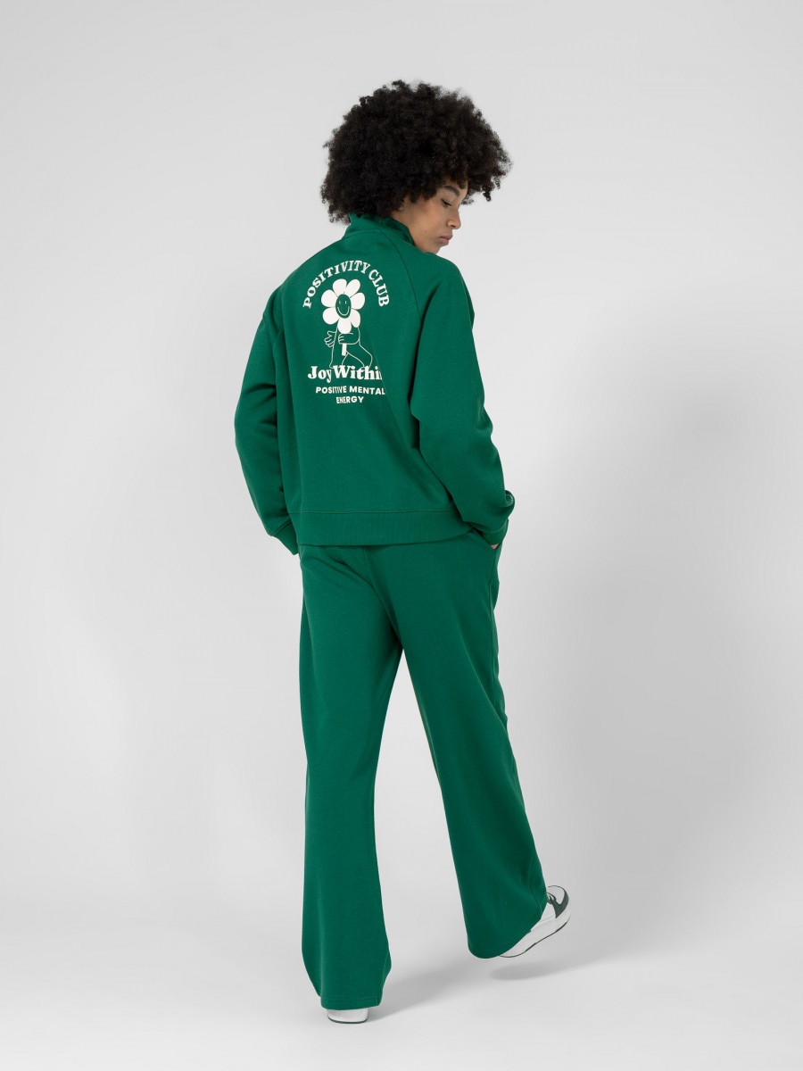 OUTHORN Szerokie spodnie dresowe damskie - zielone Ciemna zieleń 5