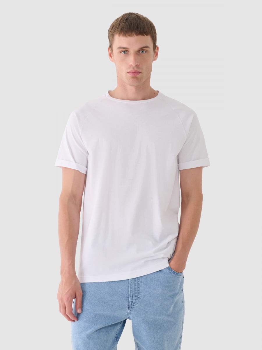 OUTHORN T-shirt basic męski - biały Biały