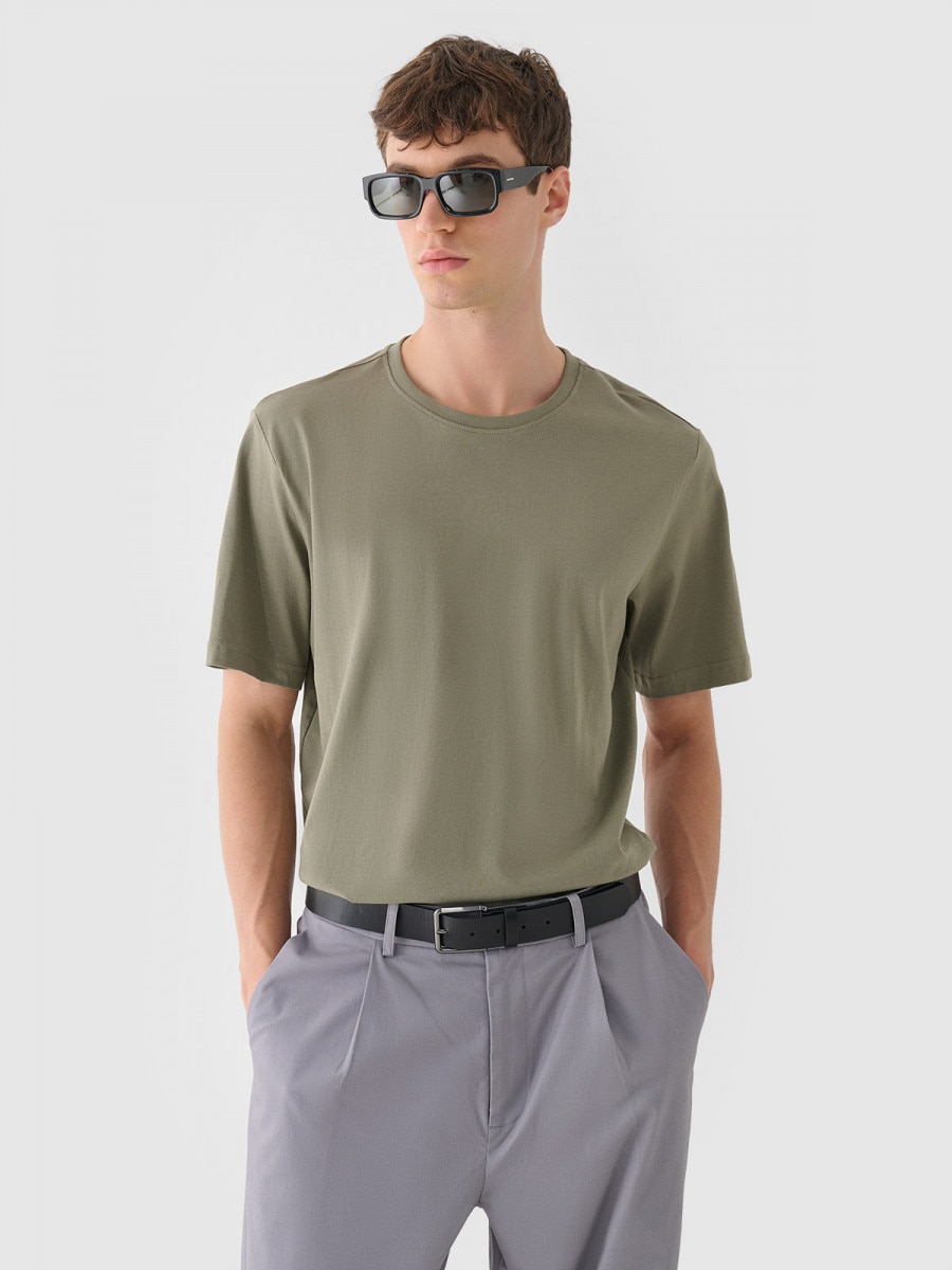 OUTHORN T-shirt basic męski - khaki Khaki