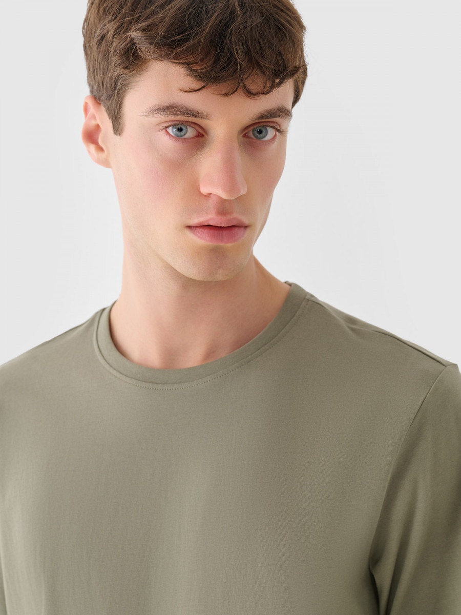 OUTHORN T-shirt basic męski - khaki Khaki 2