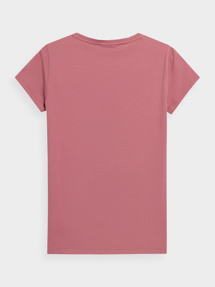 OUTHORN T-shirt gładki damski - różowy Ciemny róż 5