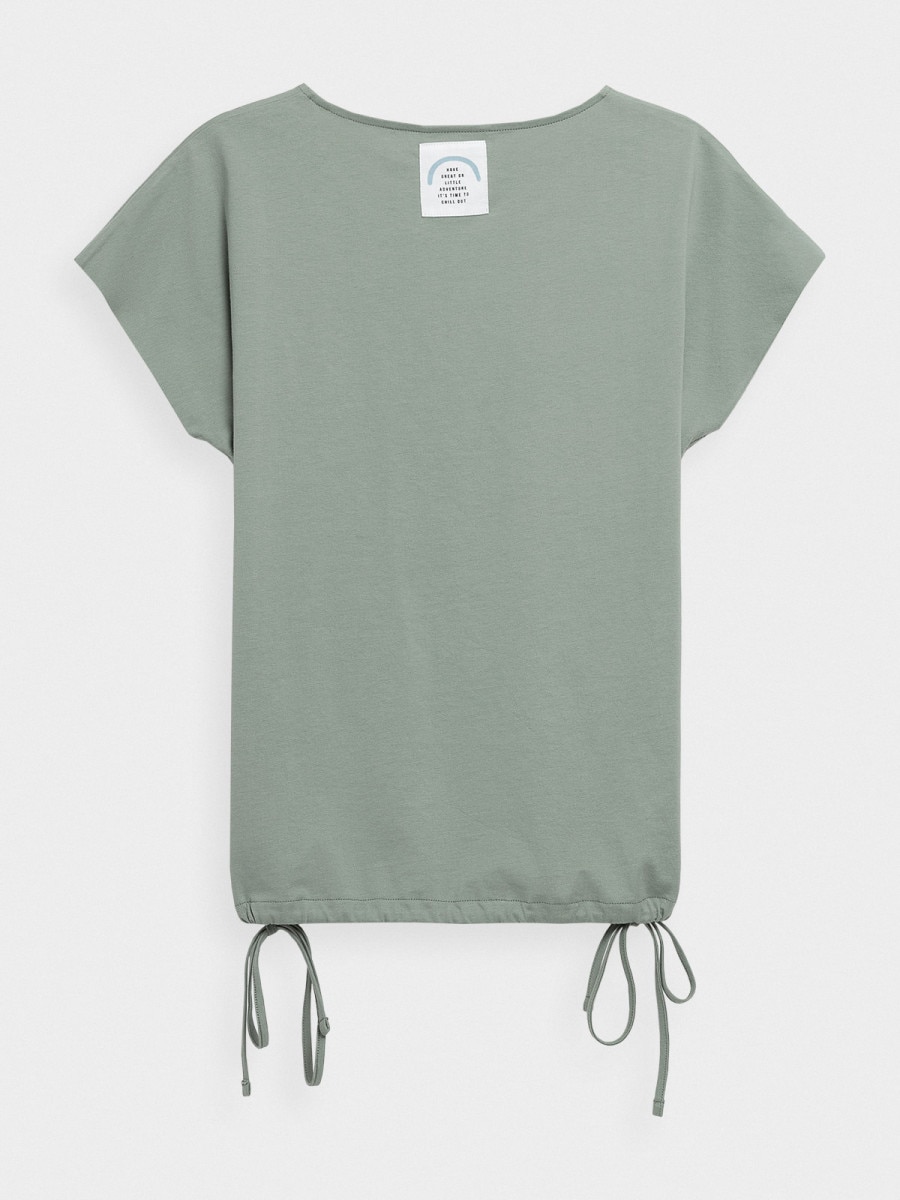 OUTHORN T-shirt oversize damski - zielony Zielony 5