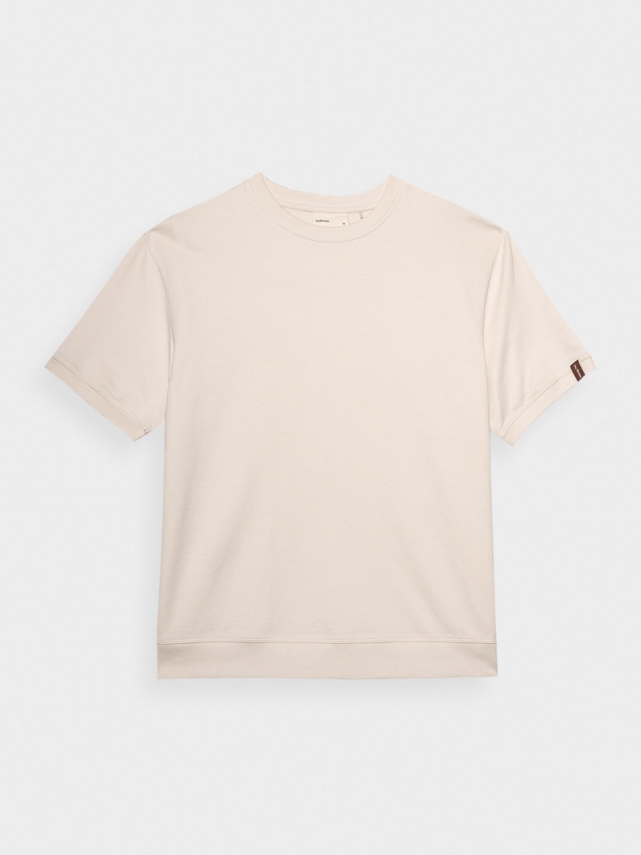 OUTHORN T-shirt gładki męski - kremowy Złamana biel 5