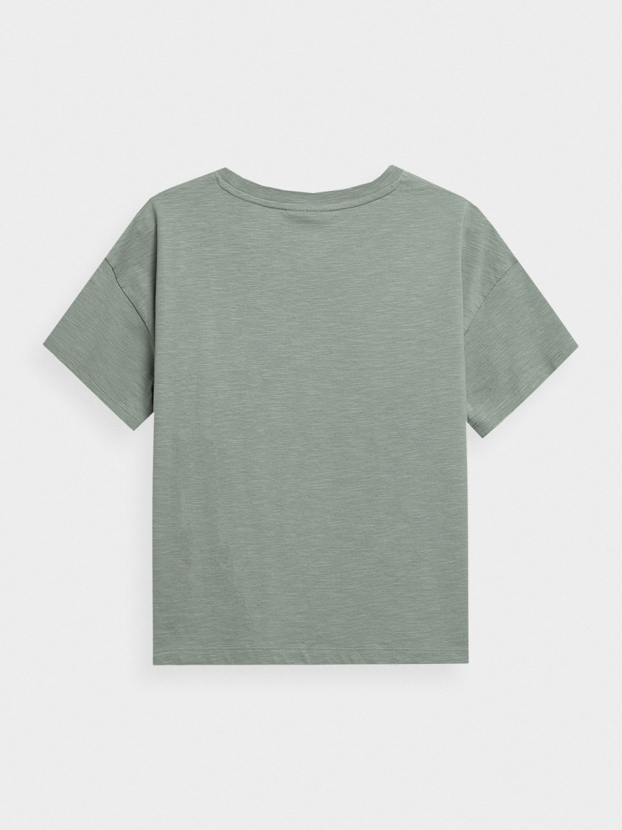 OUTHORN T-shirt oversize z nadrukiem damski Zielony 4