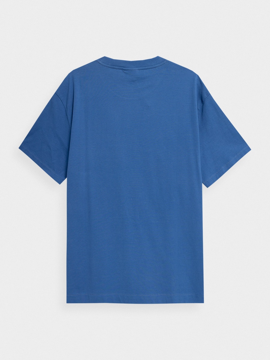 OUTHORN T-shirt oversize z nadrukiem męski - niebieski Niebieski 6