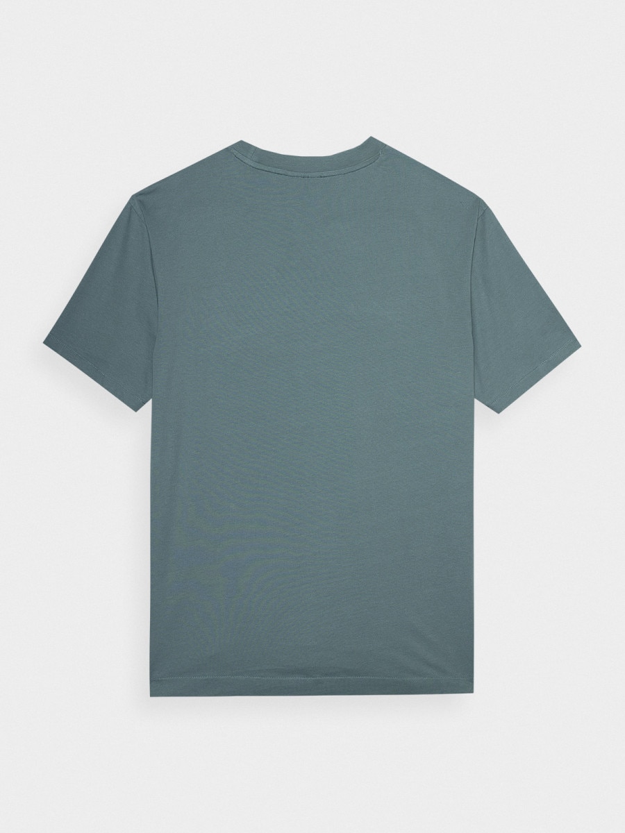 OUTHORN T-shirt oversize z nadrukiem męski - oliwkowy Oliwkowy 6