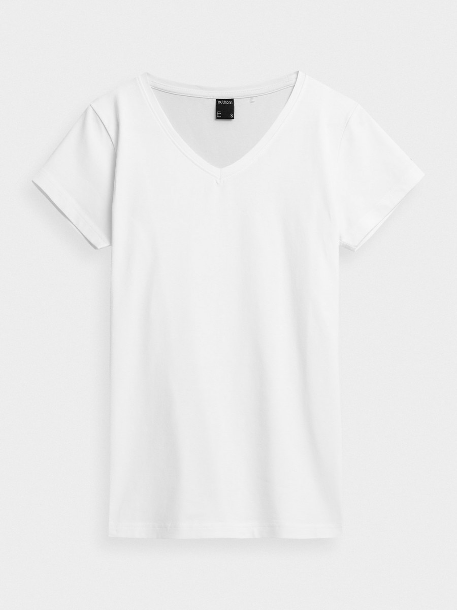  T-shirt z dekoltem w serek damski Biały 2