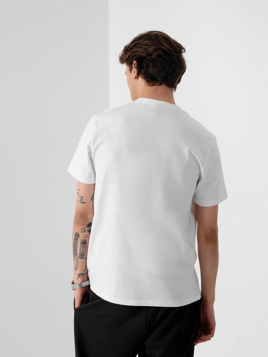  T-shirt z dekoltem w serek męski  Biały 2