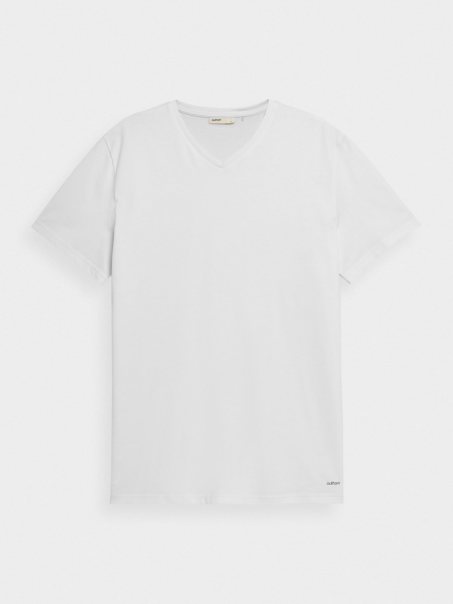 OUTHORN T-shirt z dekoltem w serek męski Biały 4