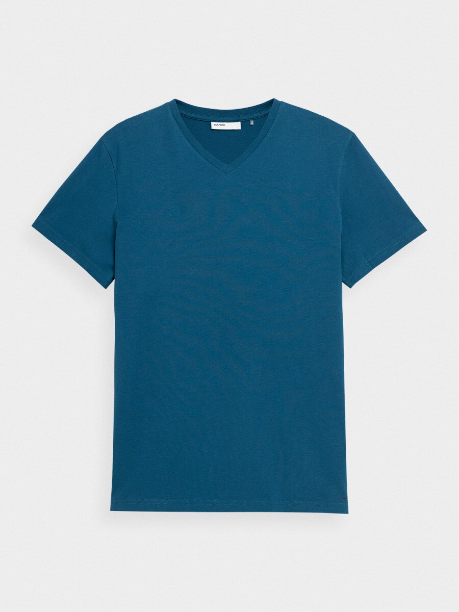 OUTHORN T-shirt z dekoltem w serek męski Morska zieleń 4