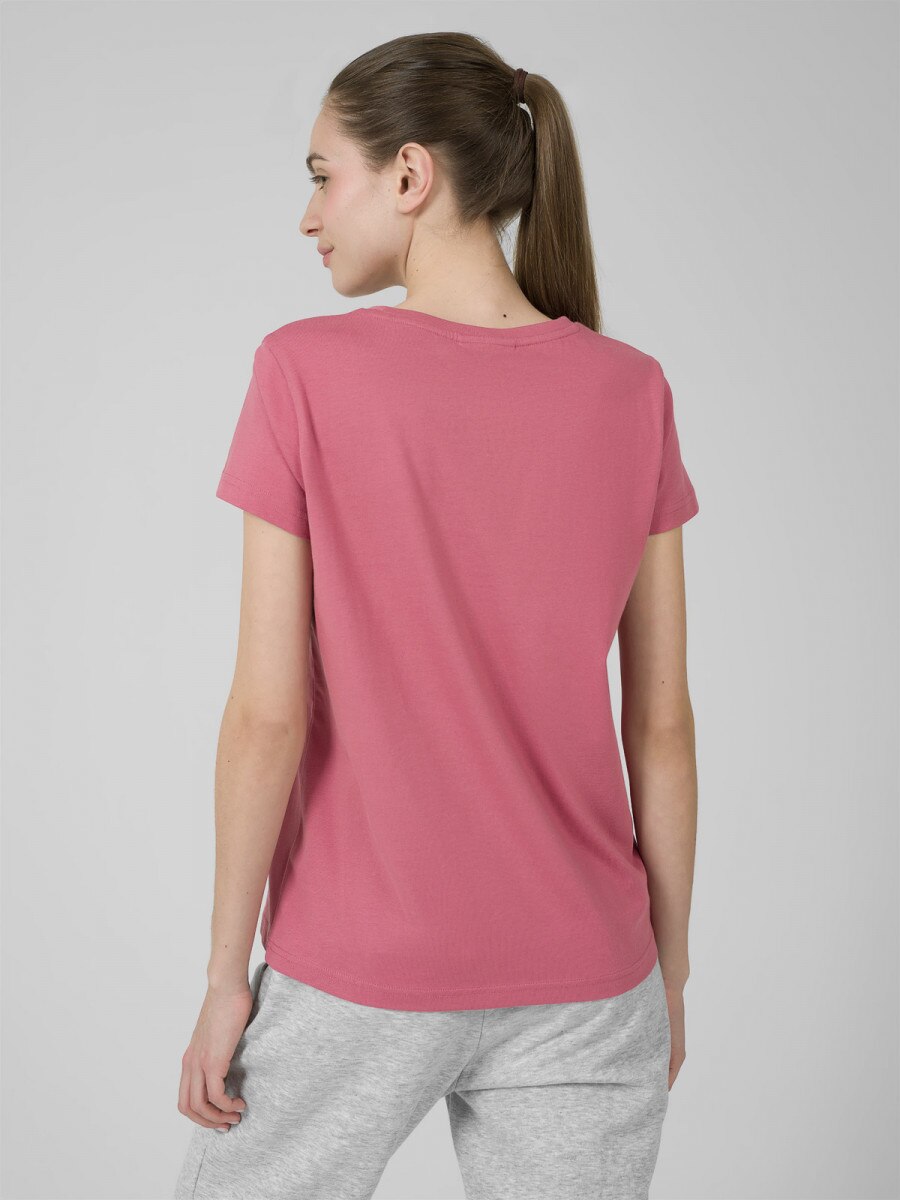 OUTHORN T-shirt z nadrukiem damski - różowy Ciemny róż 3