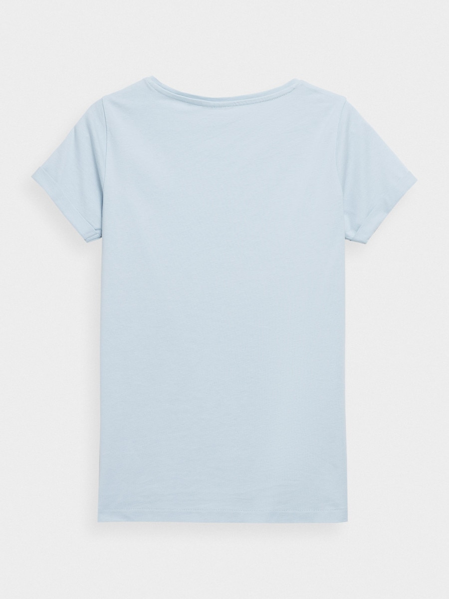 OUTHORN T-shirt z nadrukiem damski - niebieski Jasny niebieski 7