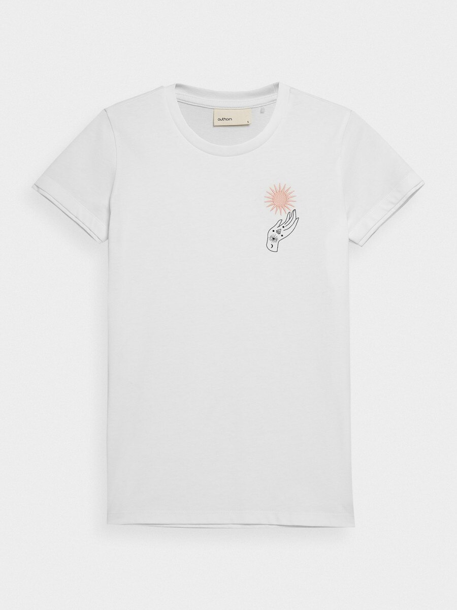 OUTHORN T-shirt z nadrukiem damski Złamana biel 3