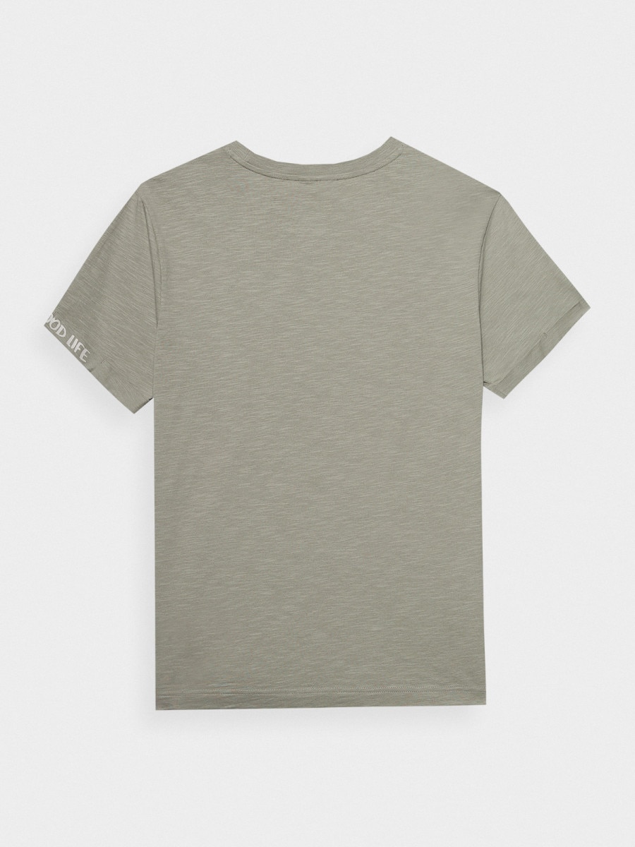 OUTHORN T-shirt z nadrukiem męski - oliwkowy Mięta 7