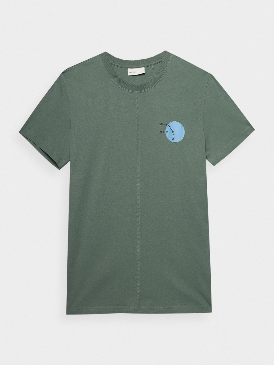 OUTHORN T-shirt z nadrukiem męski - zielony Ciemna zieleń 5