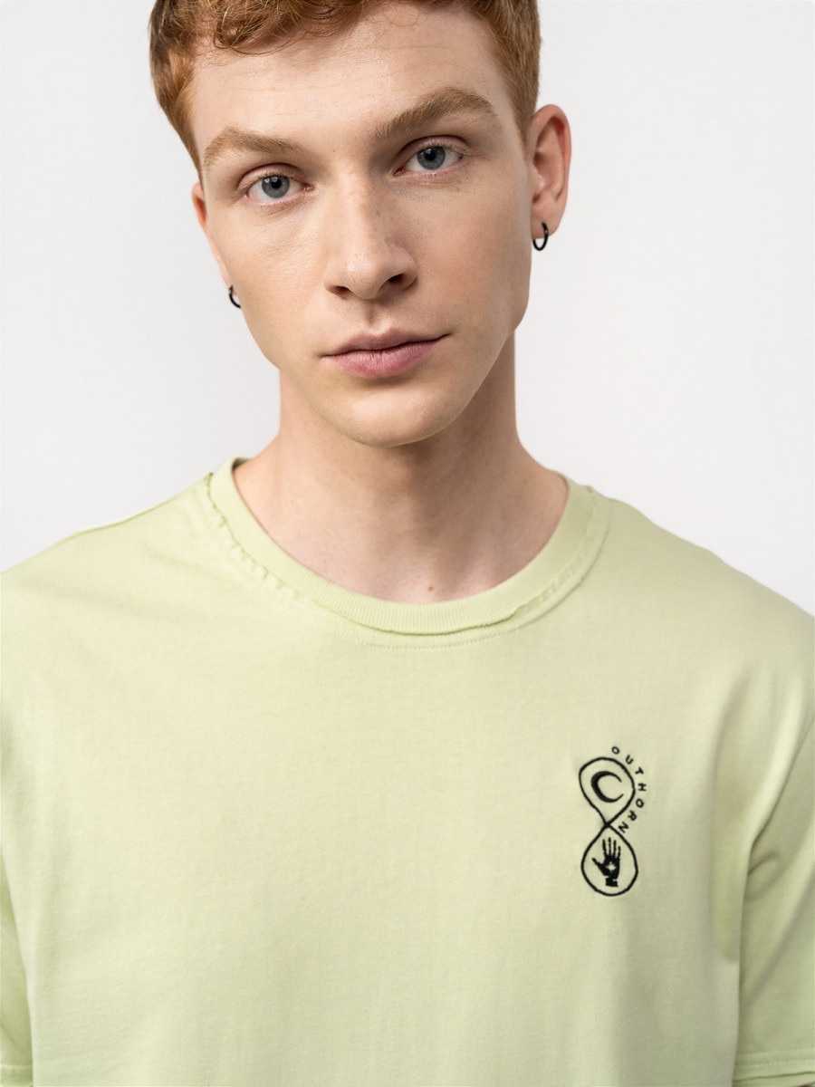 OUTHORN T-shirt z nadrukiem męski - zielony Jasna zieleń 2