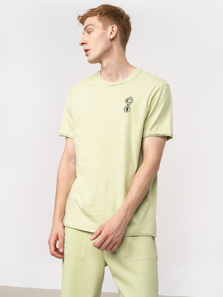 OUTHORN T-shirt z nadrukiem męski - zielony Jasna zieleń
