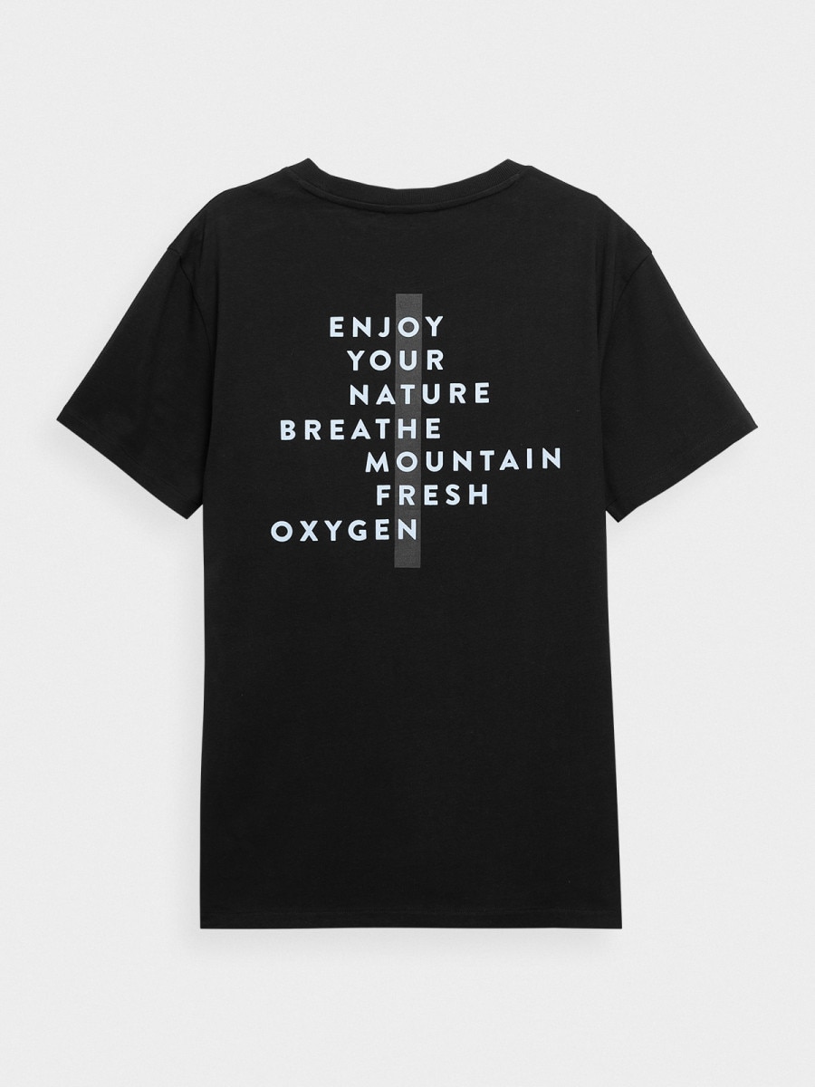 OUTHORN T-shirt z nadrukiem męski - czarny Głęboka czerń 7