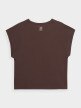 OUTHORN T-shirt gładki damski - brązowy Ciemny brązowy 7