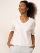 OUTHORN T-shirt z dekoltem w serek damski - biały Biały