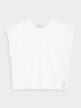 OUTHORN T-shirt oversize gładki damski - biały Biały 6