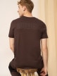 OUTHORN T-shirt z nadrukiem męski - brązowy Ciemny brązowy 4