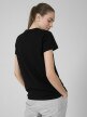 OUTHORN T-shirt gładki z dekoltem w serek damski - czarny Głęboka czerń 3