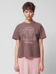 OUTHORN T-shirt o kroju boxy z nadrukiem damski - brązowy Brąz