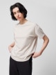 OUTHORN T-shirt o kroju boxy z nadrukiem damski - kremowy Kremowy
