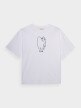 OUTHORN T-shirt oversize z haftem damski - biały Biały 7