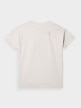 OUTHORN T-shirt oversize z haftem damski - kremowy Złamana biel 6