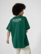 OUTHORN T-shirt oversize z haftem damski - zielony Ciemna zieleń