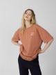 OUTHORN T-shirt oversize z nadrukiem damski - pomarańczowy Pomarańcz 3