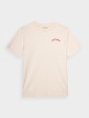OUTHORN T-shirt z haftem męski - kremowy Złamana biel 4