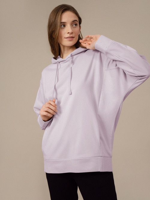 Bluza nierozpinana z kapturem damska - fioletowa