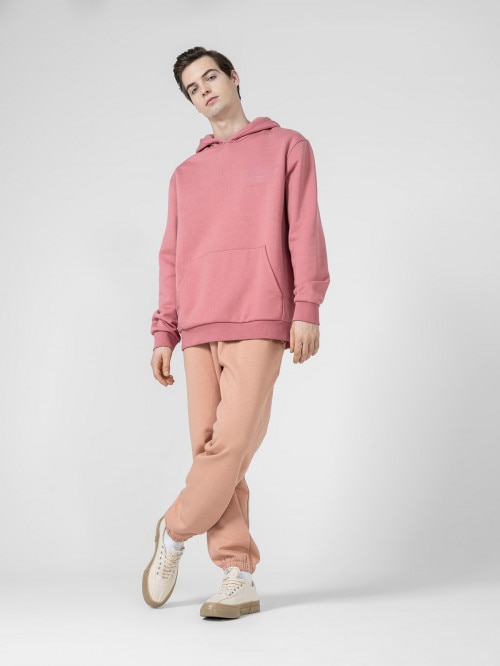 Bluza oversize z kapturem męska - różowa